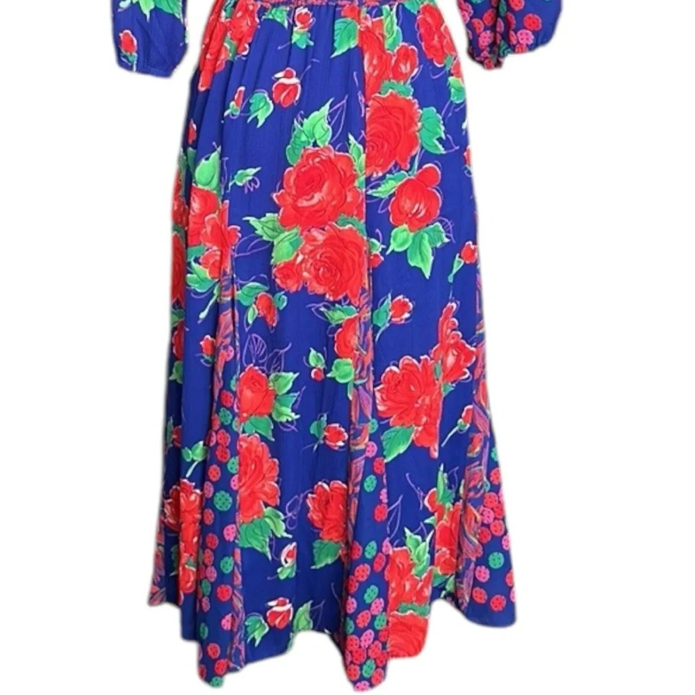 Vintage 80s ASSORTI‎ for Susan Freiss Dress MIDI Floral Cottagecore, Size XS - Picture 9 of 16